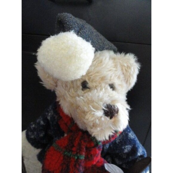 Vtg Plush Teddy Bear With Alpine Snow Skis & Poles 18″ Winter Scarf Stocking Cap - Picture 2 of 9